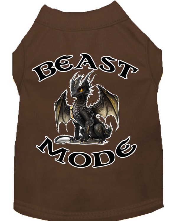 Beast Mode Dragon Screen Print Dog Shirt Brown XS (8)